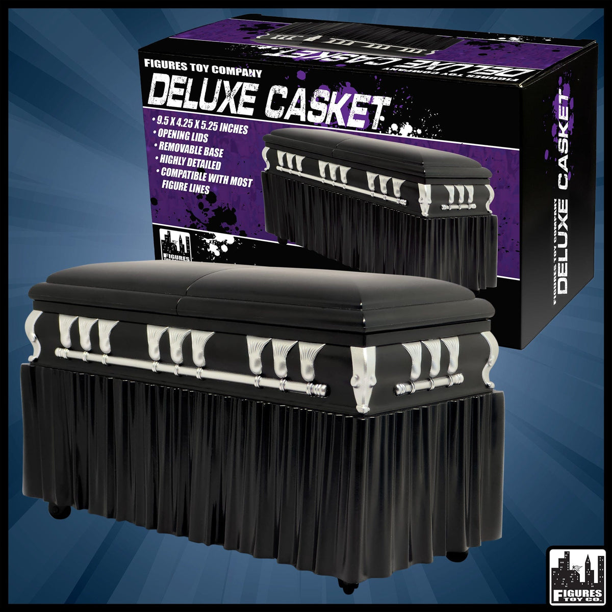 Set of 2 Deluxe Caskets for WWE &amp; AEW Wrestling Action Figures with Removable Base