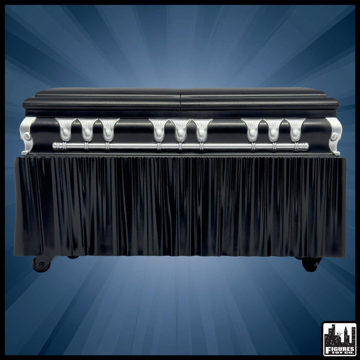Deluxe Black Casket for WWE &amp; AEW Wrestling Action Figures with Removable Base