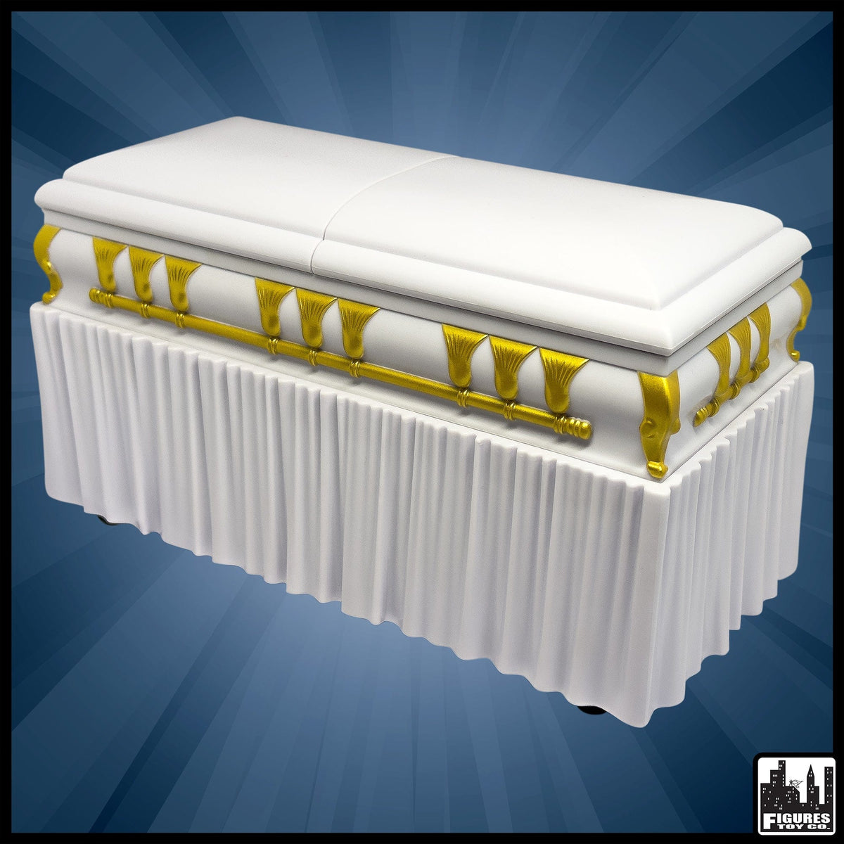 Deluxe White Casket for WWE &amp; AEW Wrestling Action Figures with Removable Base