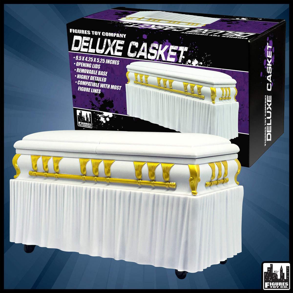 Set of 2 Deluxe Caskets for WWE &amp; AEW Wrestling Action Figures with Removable Base