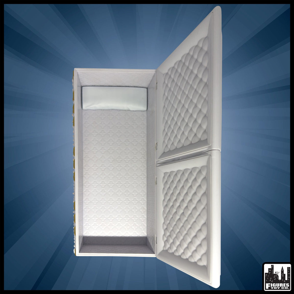 Deluxe White Casket for WWE &amp; AEW Wrestling Action Figures with Removable Base