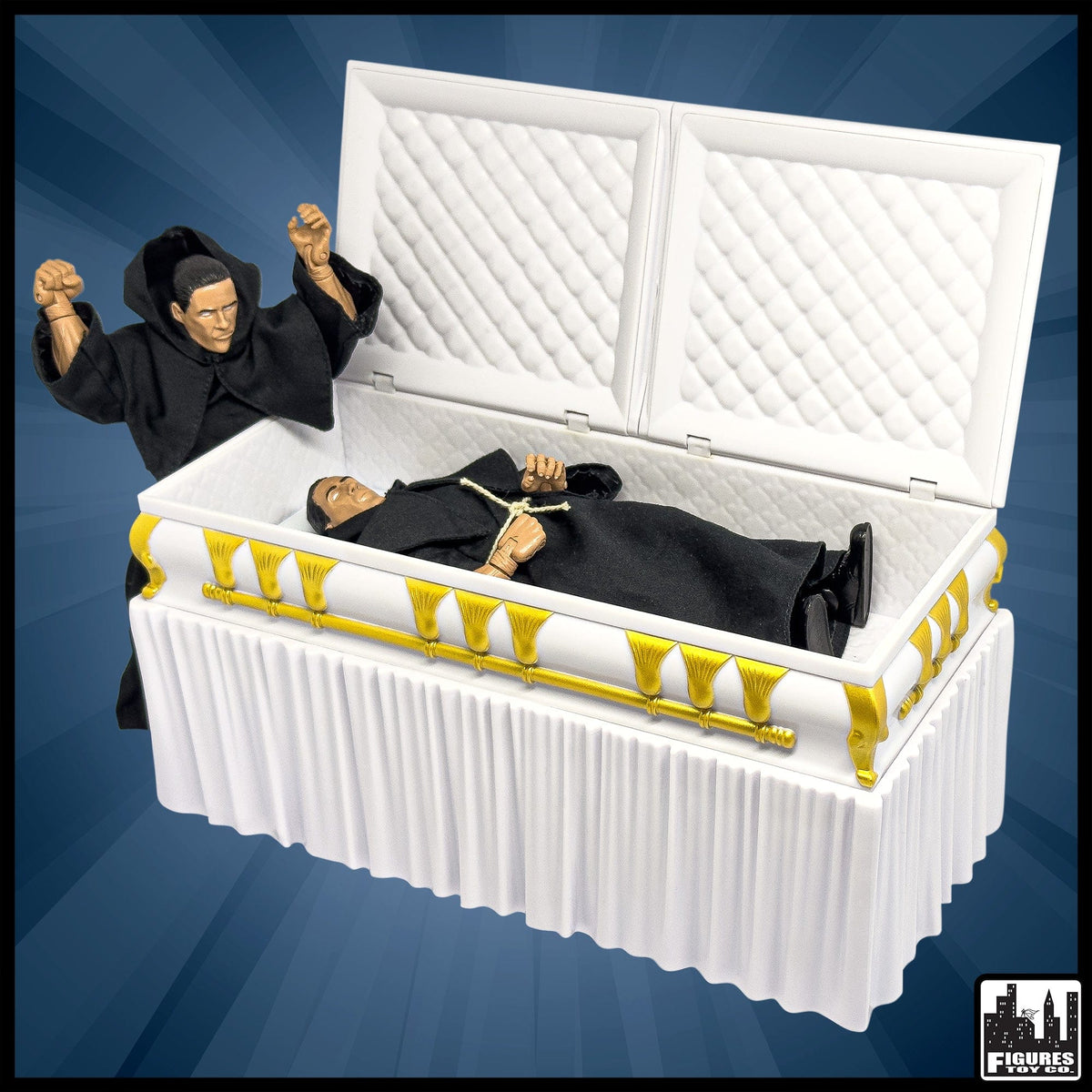 Set of 2 Deluxe Caskets for WWE &amp; AEW Wrestling Action Figures with Removable Base