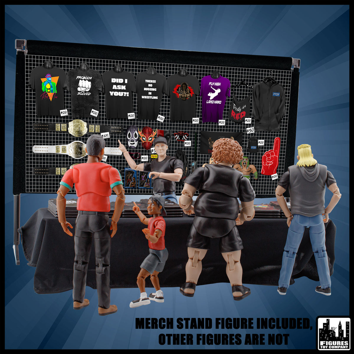 Merch Stand Accessory Set for WWE & AEW Wrestling Action Figures