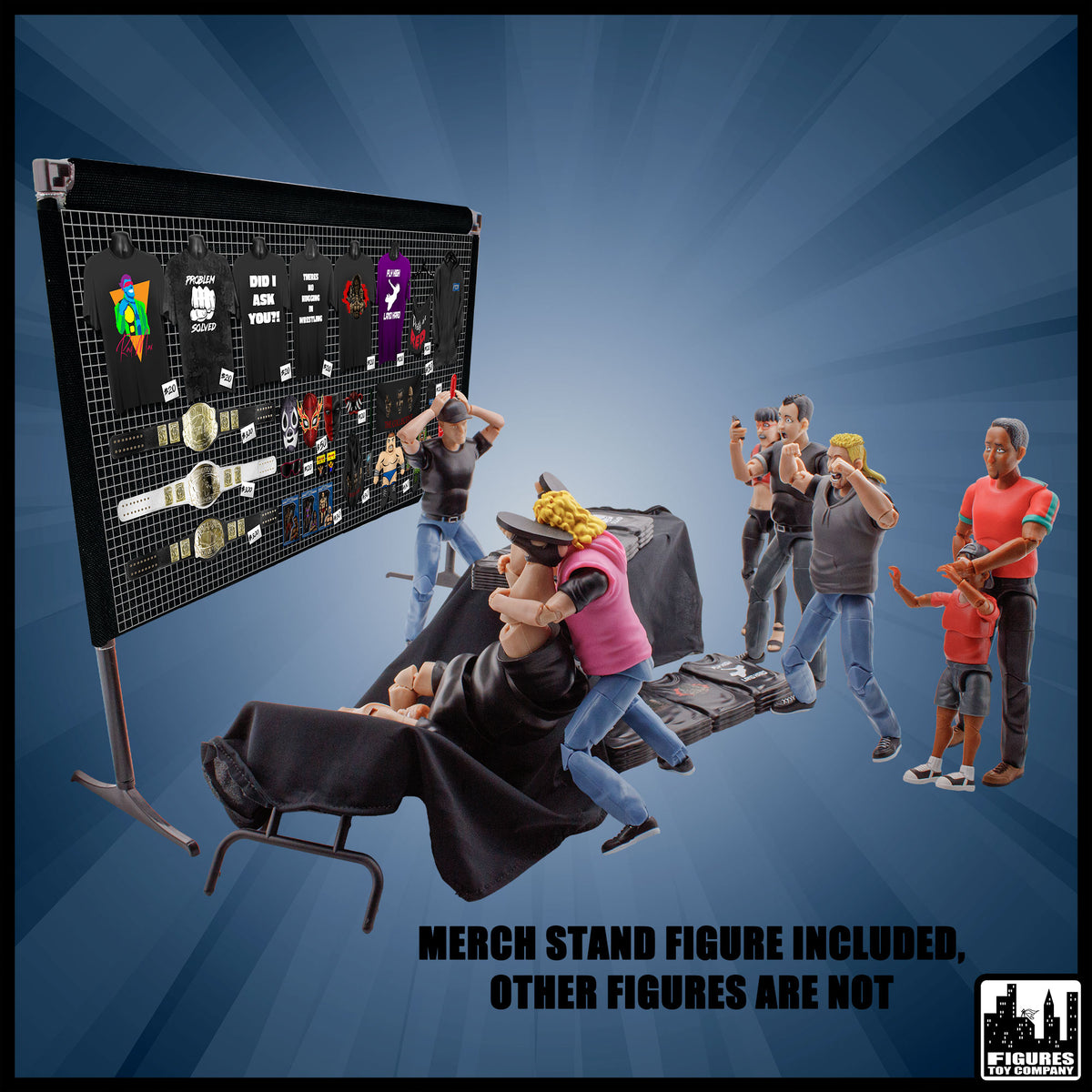 Merch Stand Accessory Set for WWE & AEW Wrestling Action Figures