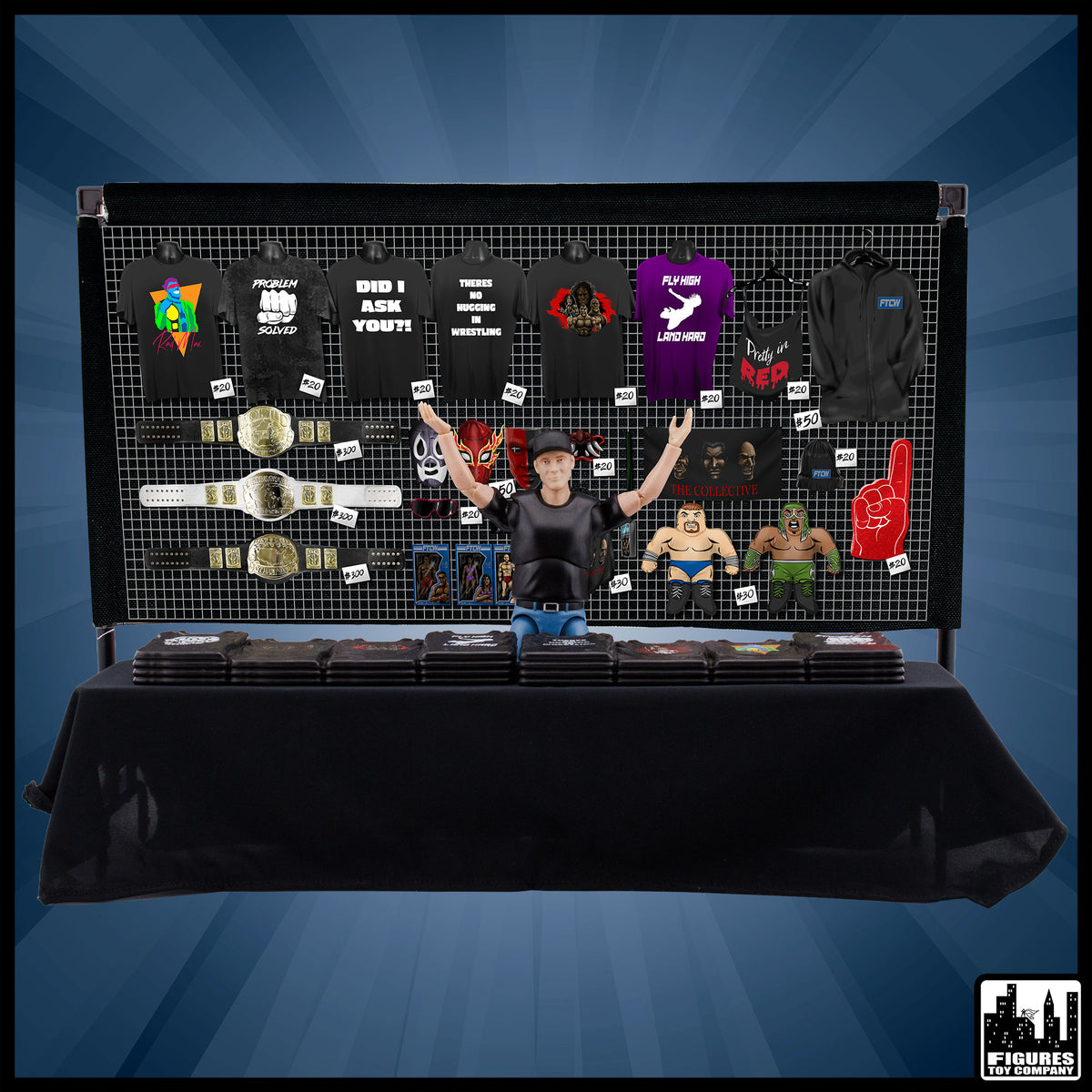 Merch Stand Accessory Set for WWE & AEW Wrestling Action Figures