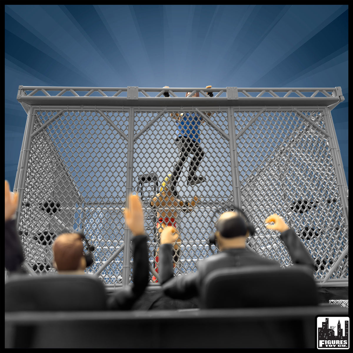 Steel Cage Playset &amp; Wrestling Ring for WWE &amp; AEW Wrestling Action Figures