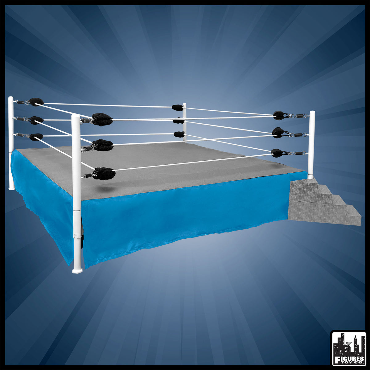 Blue &amp; Gray Ring Mat for Figures Toy Company Wrestling Action Figure Ring