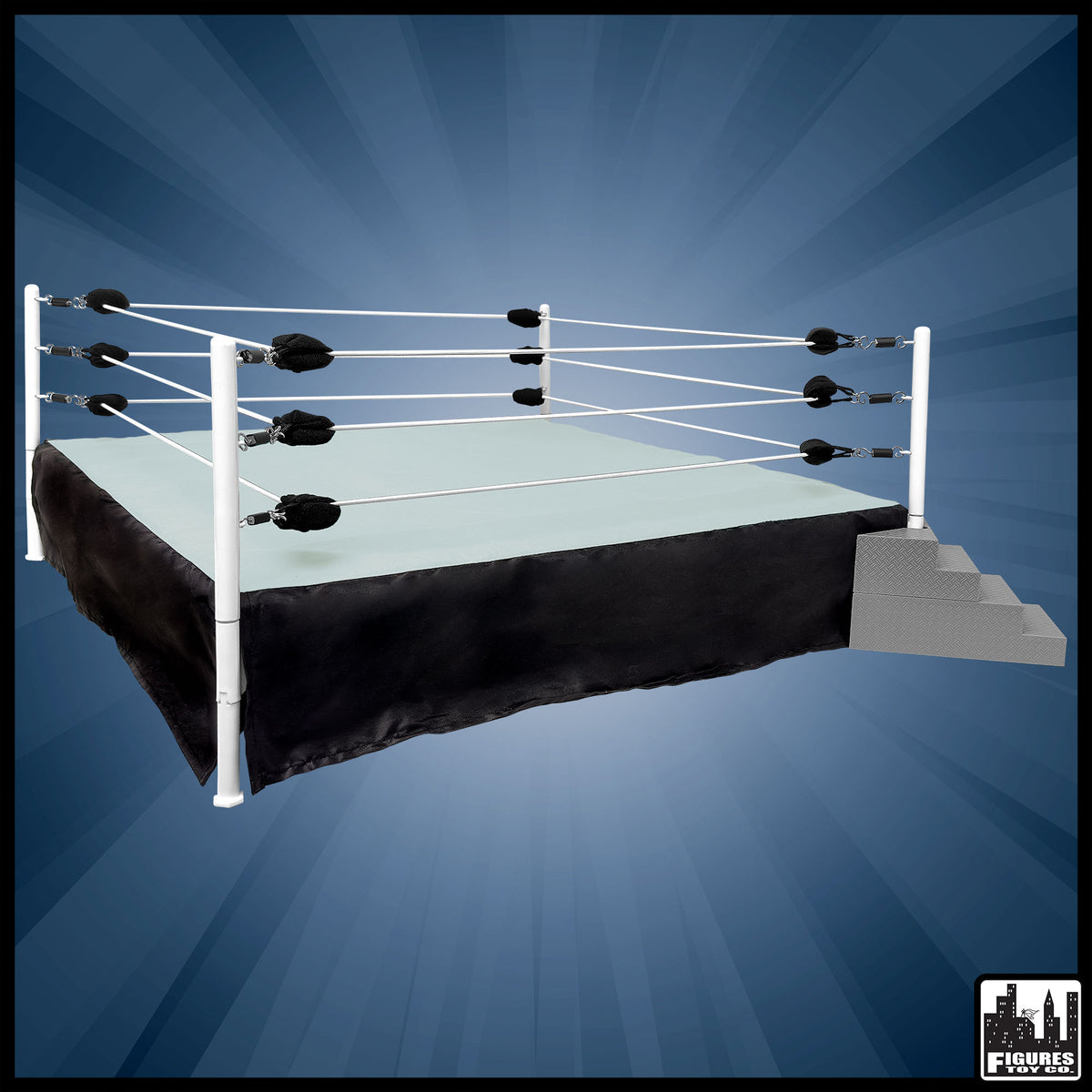 Black &amp; Light Blue Ring Mat for Figures Toy Company Wrestling Action Figure Ring