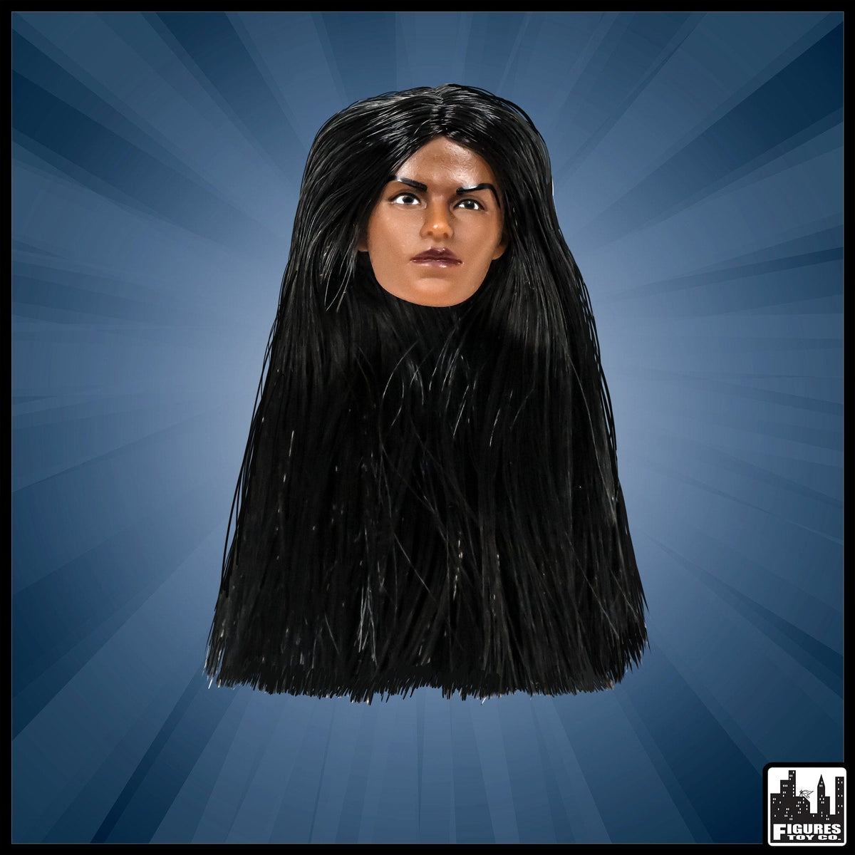 African American FEMALE Interchangeable Wrestling Action Figure Head With Long Black Hair