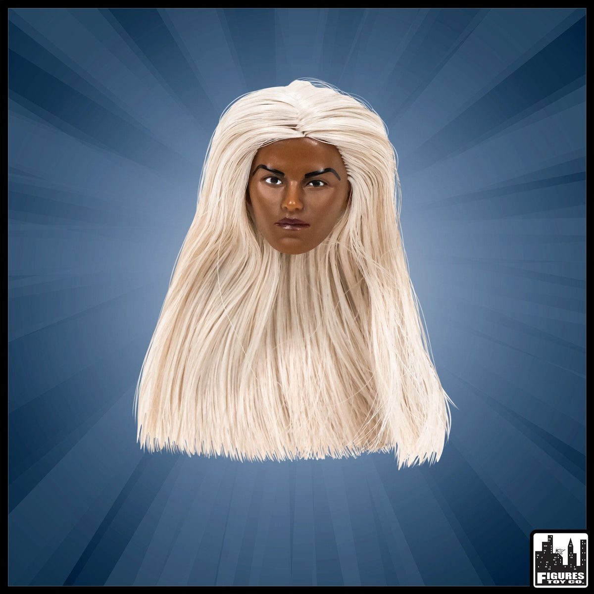 African American FEMALE Interchangeable Wrestling Action Figure Head With Long Blonde Hair