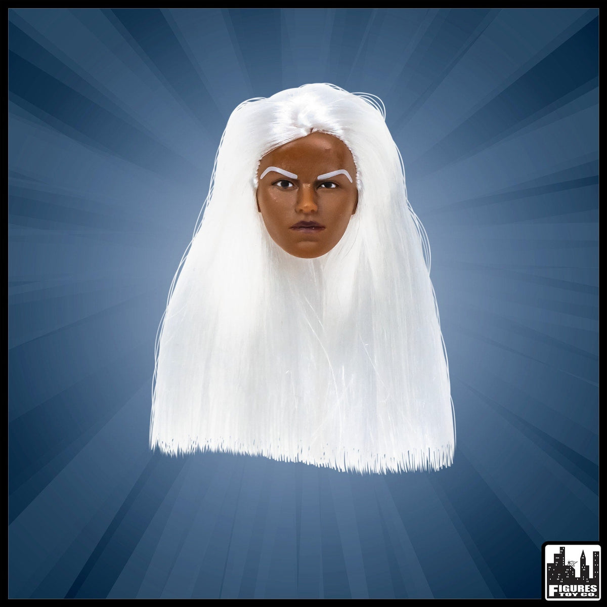 African American FEMALE Interchangeable Wrestling Action Figure Head With Long White Hair