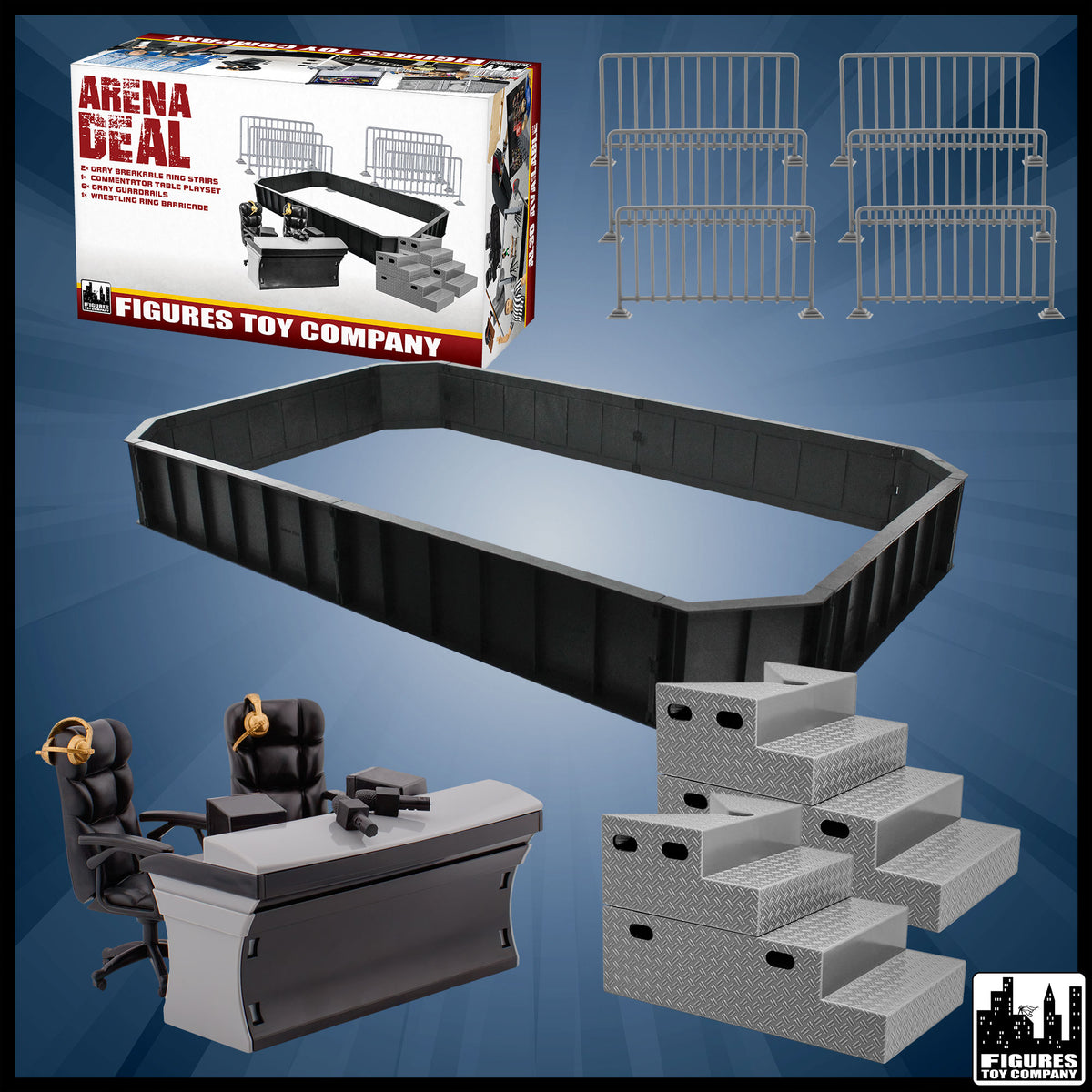 Arena Deal Accessory Set for wrestling figures — product and packaging.