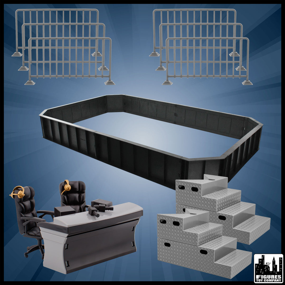 Arena Deal Accessory Set for wrestling figures — unboxed accessory arrangement.