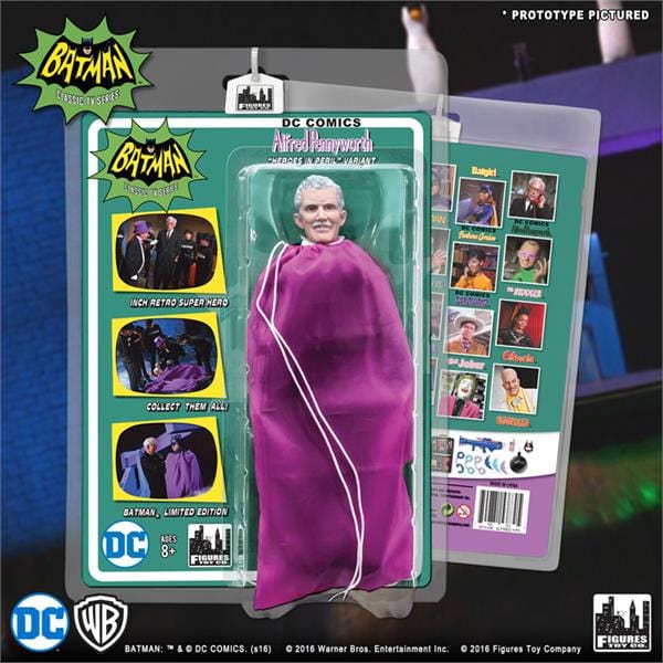 Batman Classic TV Series 8 Inch Figures &quot;Heroes In Peril&quot; Series 2 Deluxe Alfred Pennyworth Purple Bag Variant