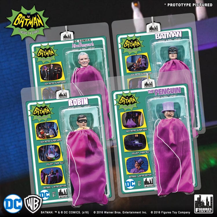 Batman Classic TV Series 8 Inch Figures "Heroes In Peril" Series 2 Deluxe Purple Bag Variants: Set of all 4