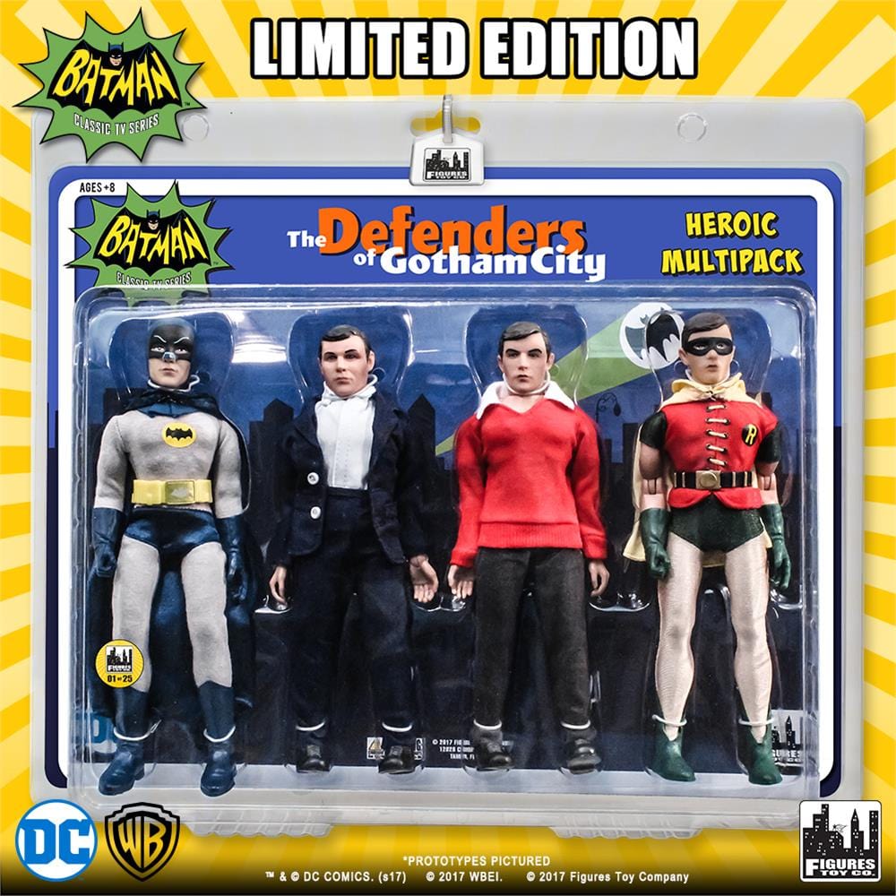 Batman Classic TV Series Action Figures Four Pack: Batman, Bruce Wayne, Robin, Dick Grayson