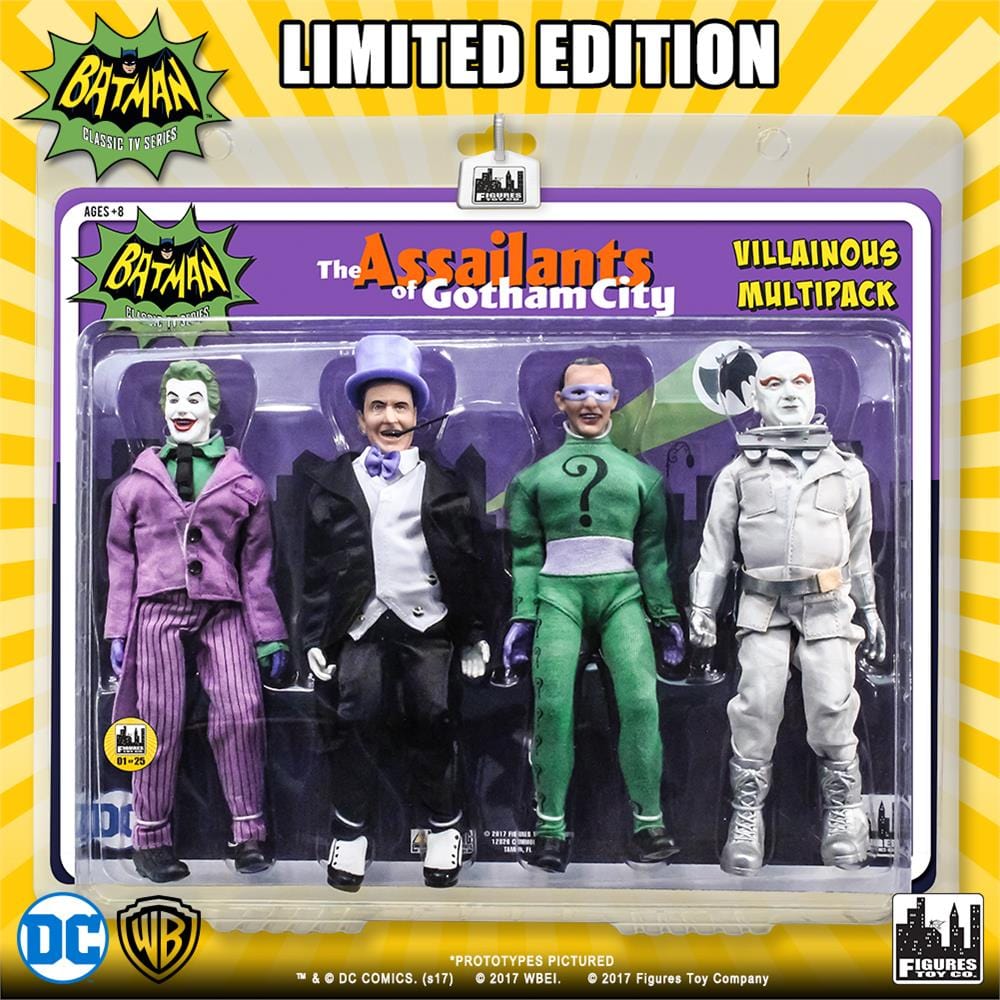 Batman Classic TV Series Action Figures Four Pack: Joker, Penguin, Riddler, Mr. Freeze