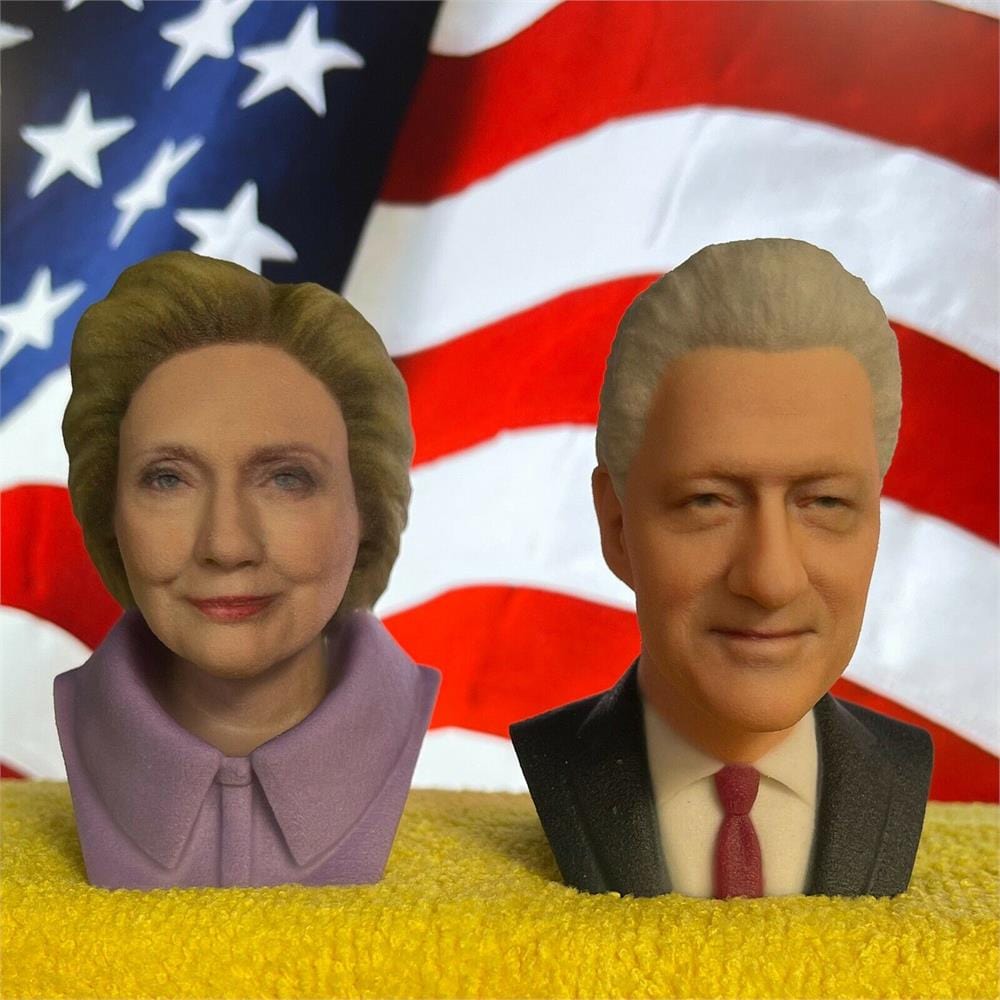 Bill & Hillary Clinton Presidential Bust Statue Collectible Set