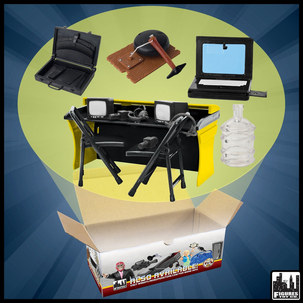 Commentator Table Playsets for WWE & AEW Wrestling Action Figures ...