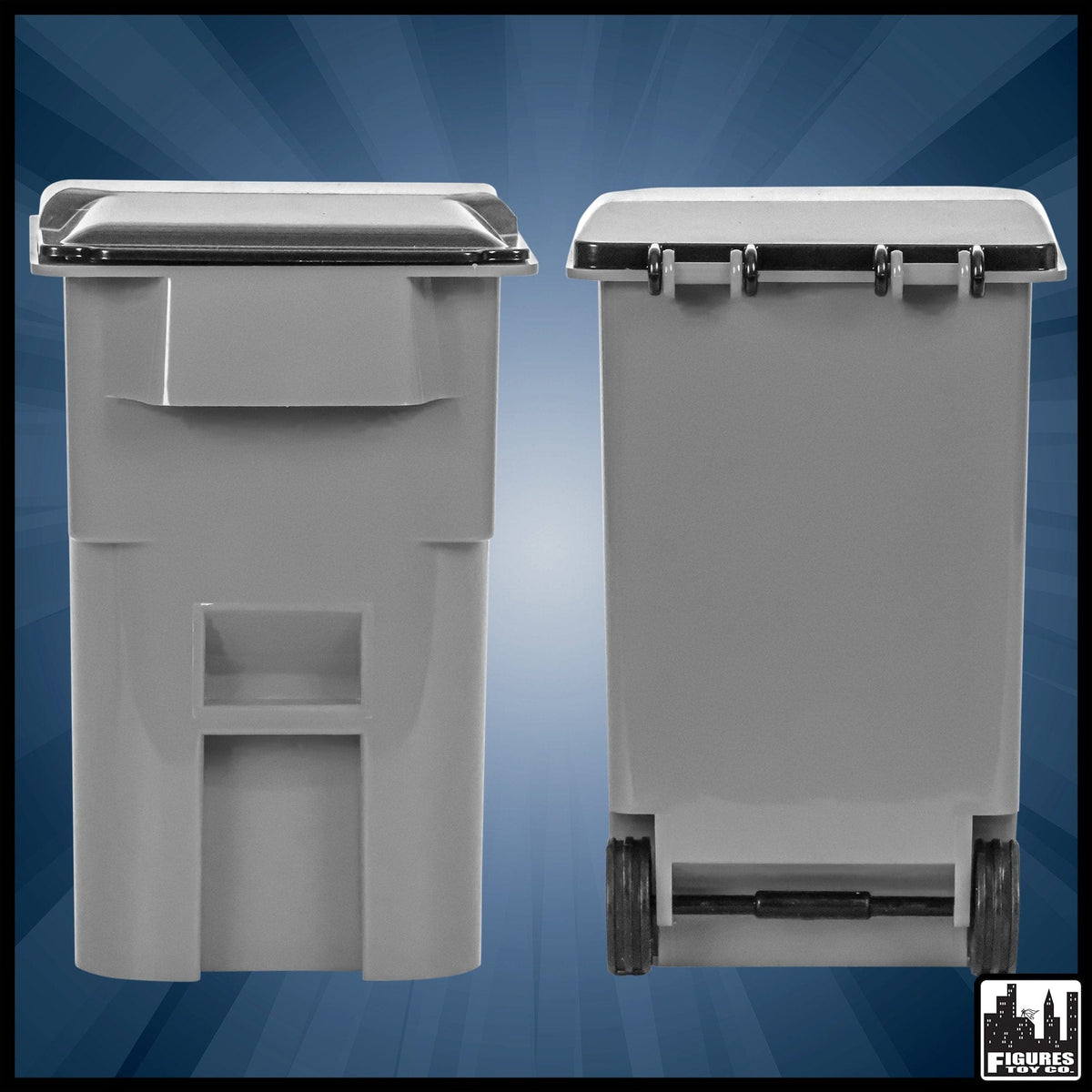 Black Dumpster &amp; 3 Gray Trash Cans With Lid &amp; Wheels for WWE Wrestling Action Figures