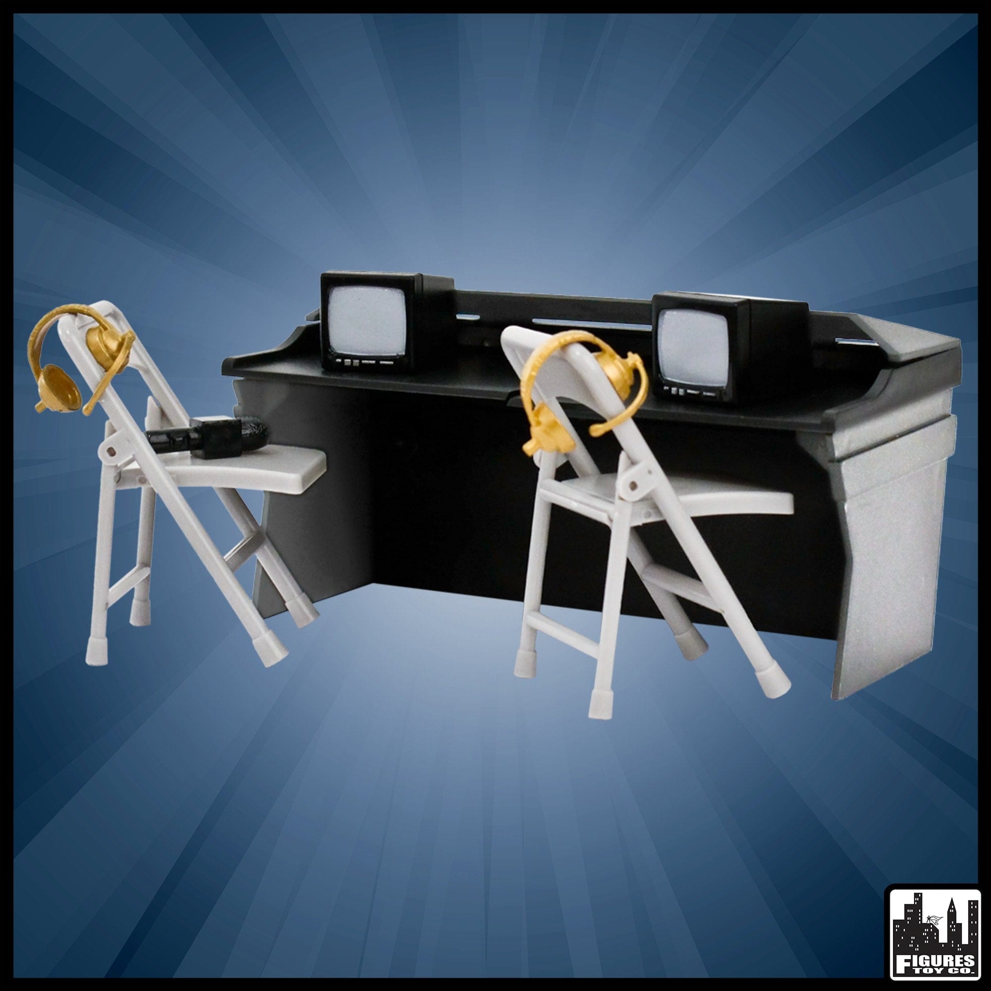 thumbnail image 2 of Figures Toy Company Commentators Corner Playset – 1:10 Scale For WWE & AEW Wrestling Action Figures 2 of 3
