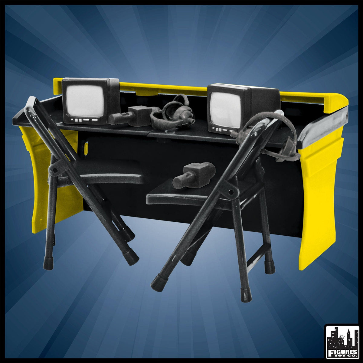 Black &amp; Yellow Commentator Table Playset for WWE Wrestling Action Figures