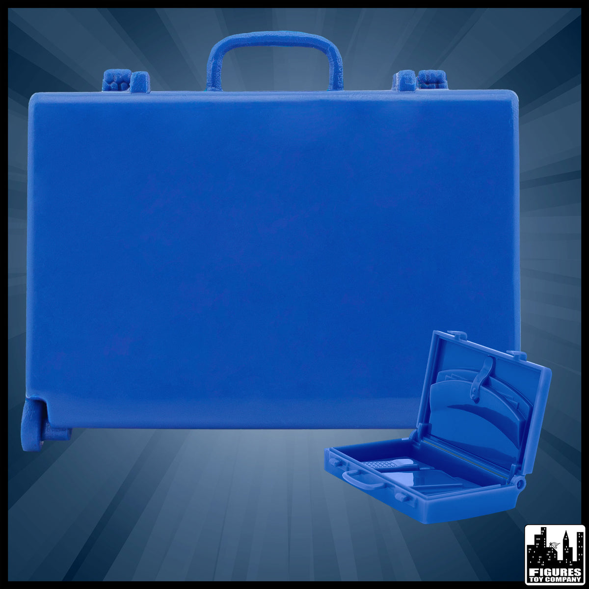 Blue Briefcase for wrestling figures — product view.