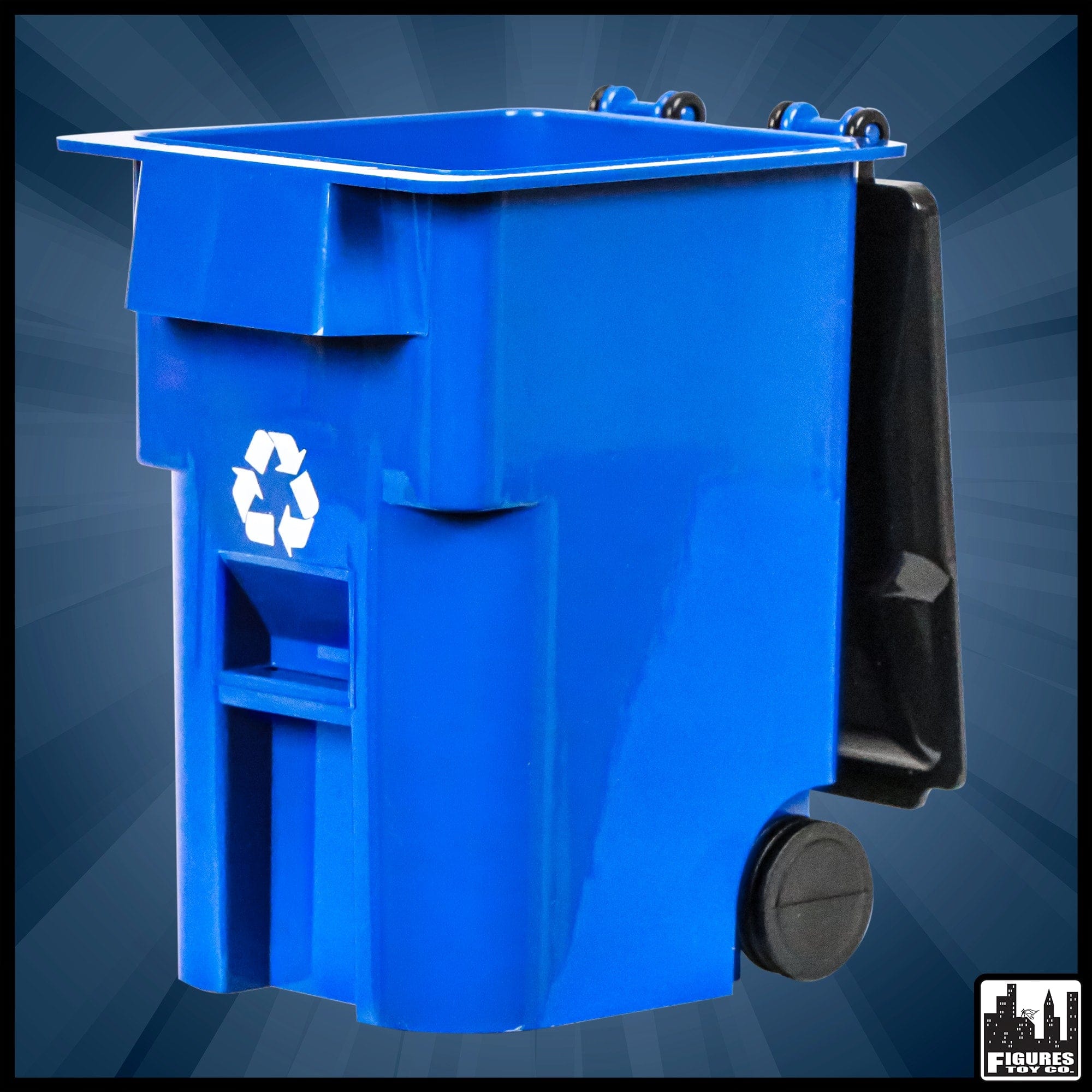 Blue Recycling Trash Can with Wheels for WWE Wrestling Action Figures