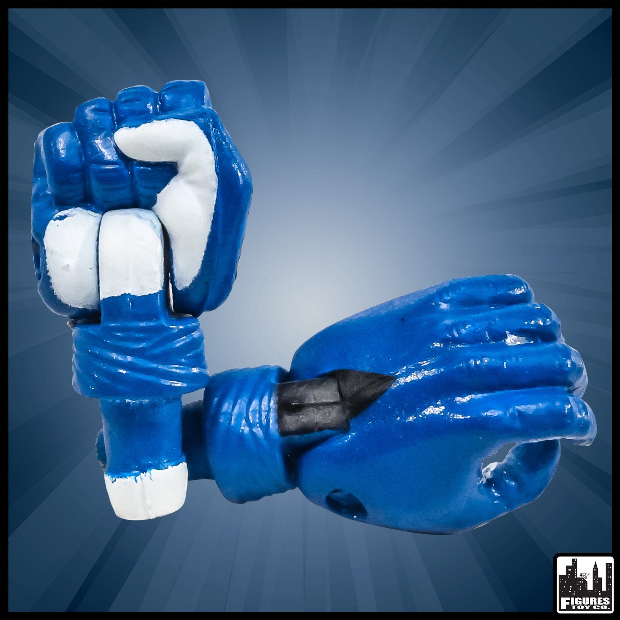 Blue & White Hands/Gloves for Wrestling Action Figures
