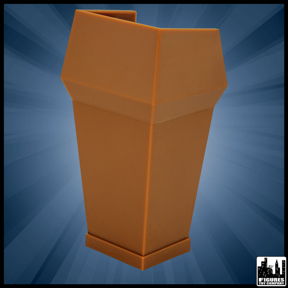 Brown action figure podium, product view.