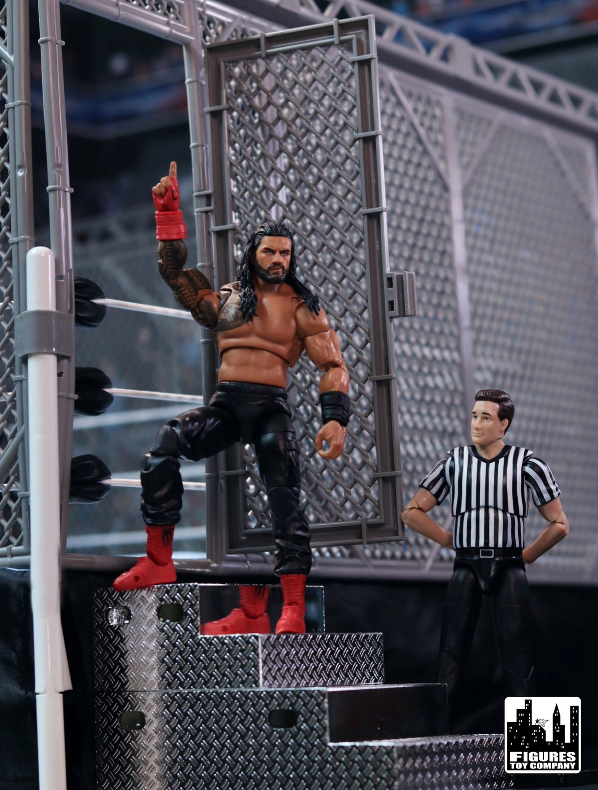 Steel Cage Playset &amp; Wrestling Ring for WWE &amp; AEW Wrestling Action Figures