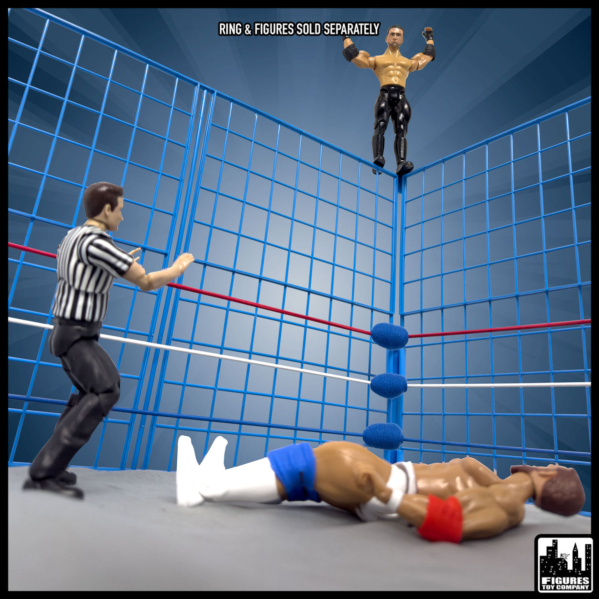Classic Steel Cage Playset for wrestling figures — cage match action.