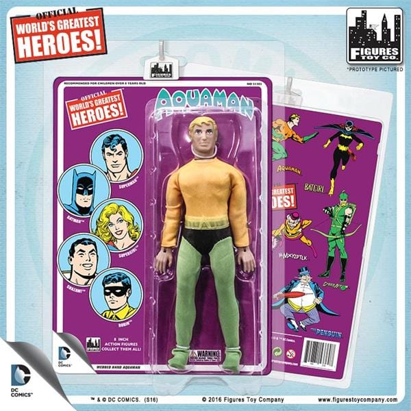 DC Comics 8 Inch Action Figures Retro Cards: Aquaman With Webbed Hands (Purple Card)