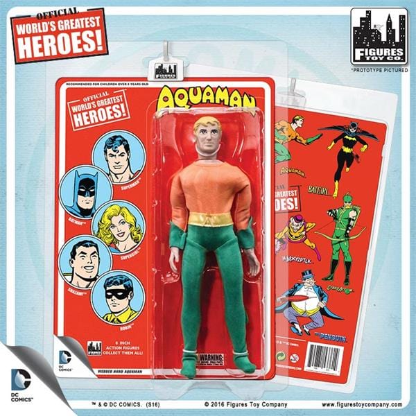 DC Comics 8 Inch Action Figures with Retro Cards: Aquaman With Webbed Hands (Red Card)
