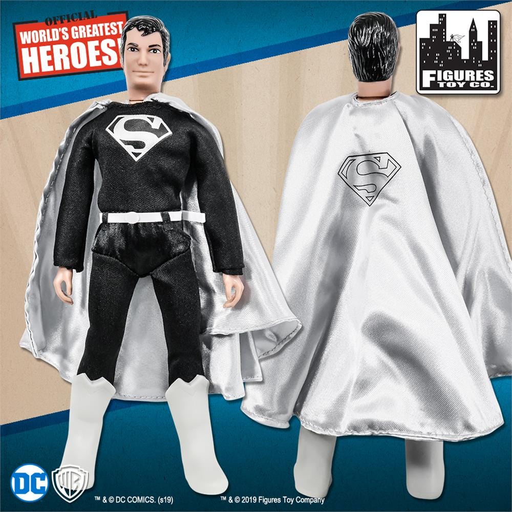 DC Comics Retro 8 Inch Action Figure Series: Set of 2 Different Superman Figures [Black Outfit Variants]