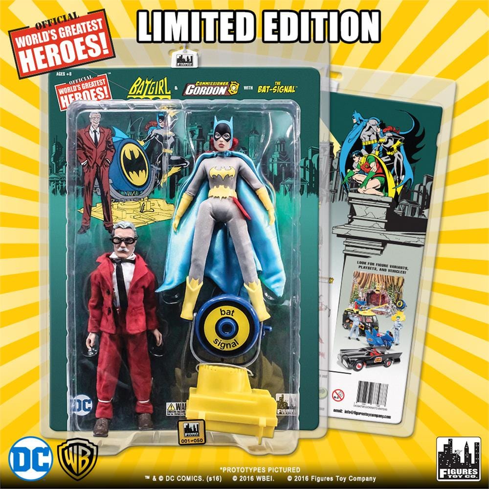 DC Comics Retro 8 Inch Action Figures: Batgirl & Commissioner Gordon Two-Pack with The Bat-Signal