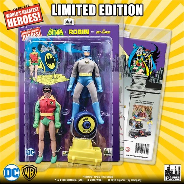 DC Comics Retro 8 Inch Action Figures: Batman &amp; Robin Two-Pack with The Bat-Signal