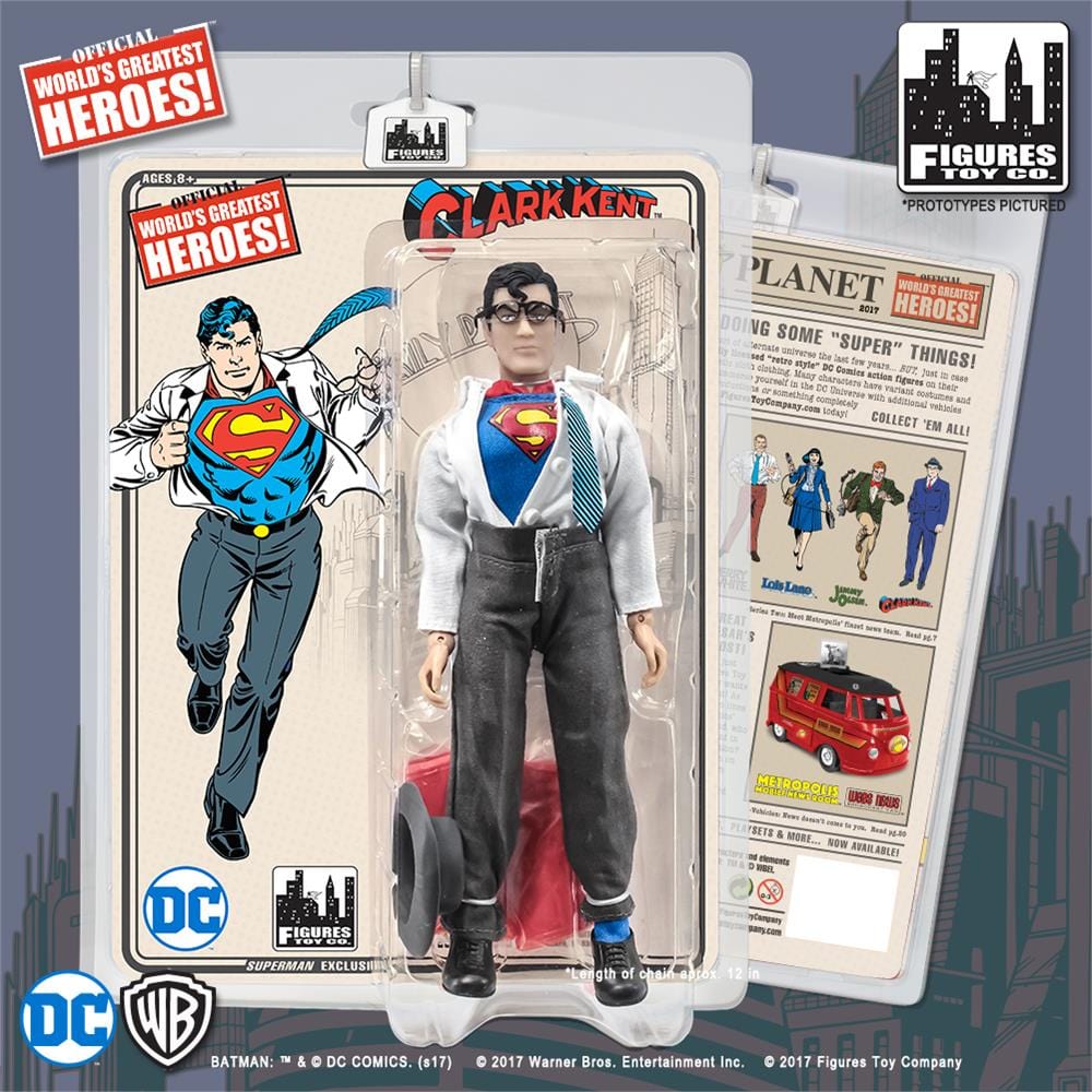 DC Comics Retro 8 Inch Action Figures: Clark Kent in Superman Outfit