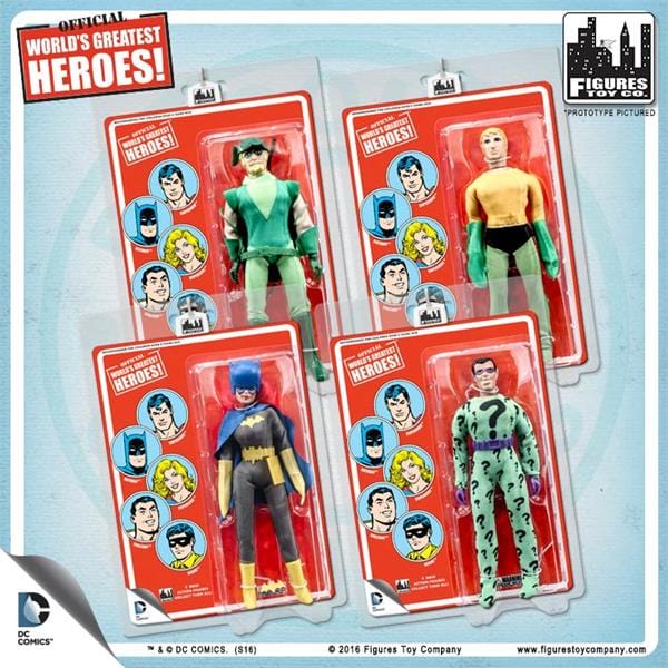 DC Comics Retro 8 Inch Red Card Variant Action Figures: Set of all 4
