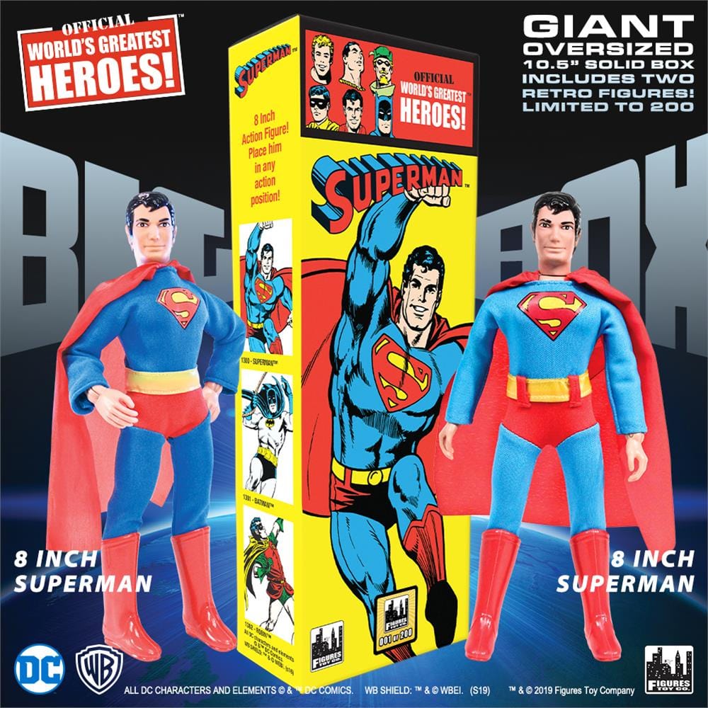 DC Comics Retro Style OVERSIZED Box 8 Inch Action Figures: Retro 1 & Justice League Superman