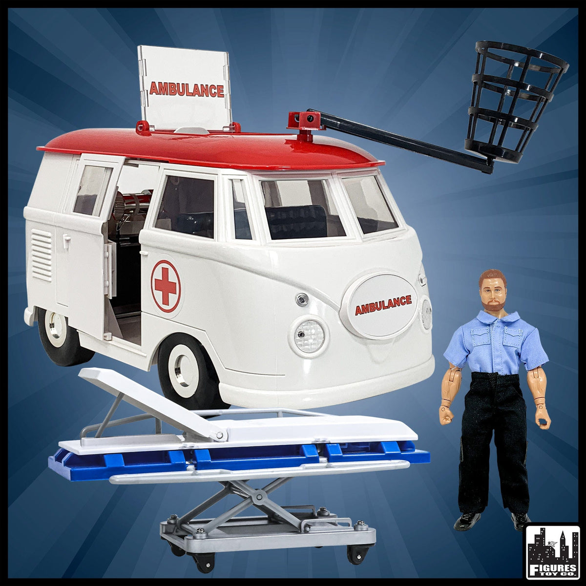 Deluxe Ambulance Playset With EMT Figure &amp; Stretcher for WWE Wrestling Action Figures