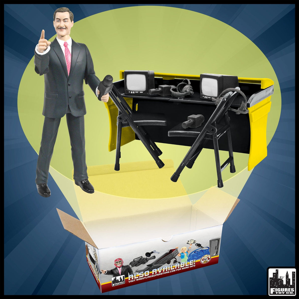 Deluxe Wrestling Figure Commentators Playset For WWE Wrestling Figures ...