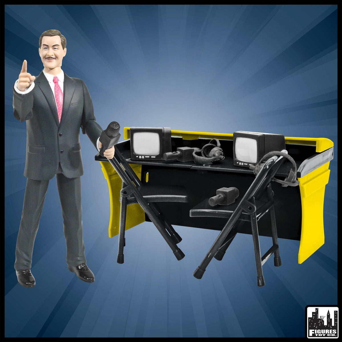 Deluxe Wrestling Figure Commentators Playset with Announcer Figure For WWE Wrestling Action Figures