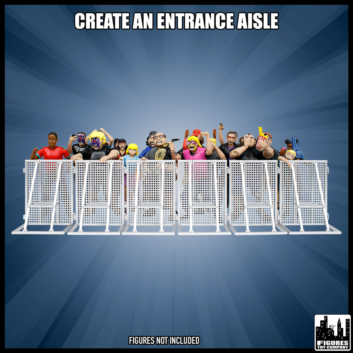 Entrance Ramp Barricade Guardrails for wrestling figures — display scene.