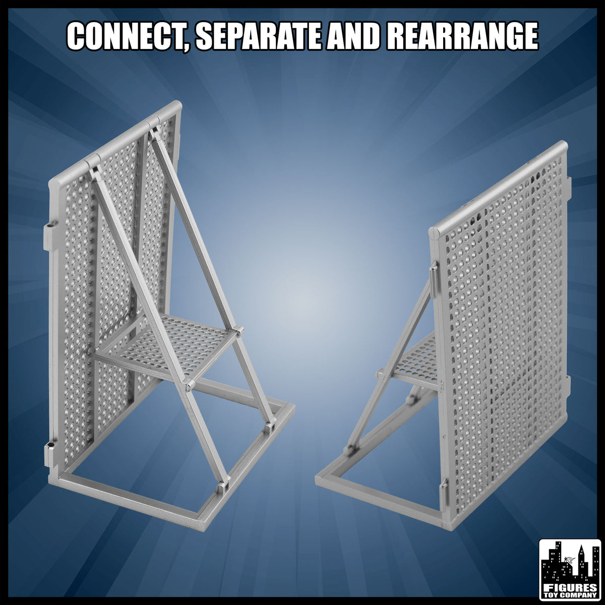 Entrance Ramp Barricade Guardrails for wrestling figures — interlocking sections.
