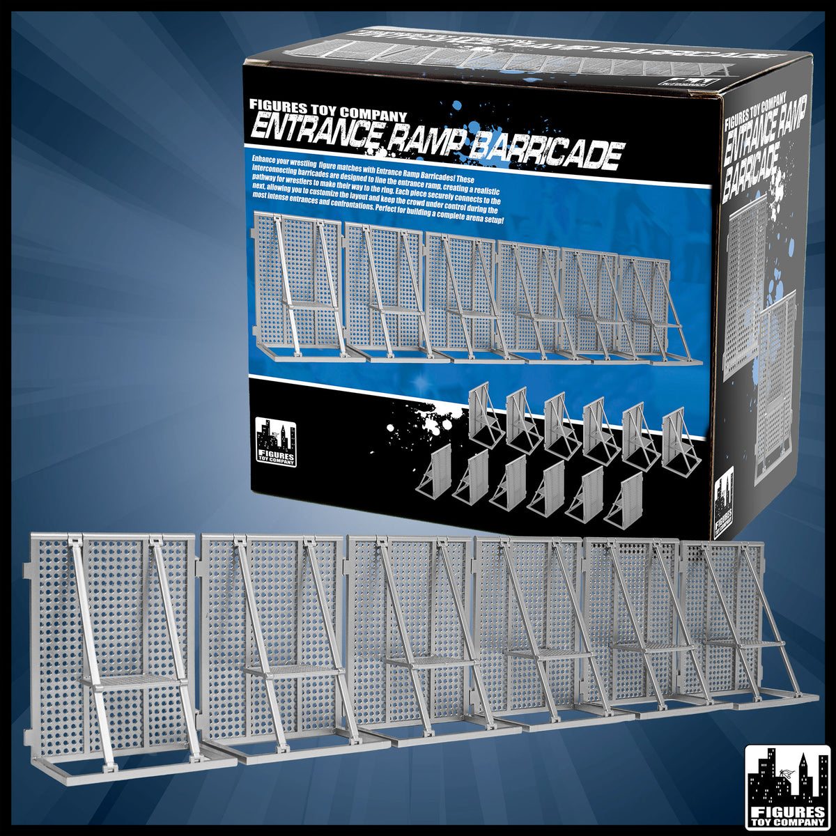 Entrance Ramp Barricade Guardrails for wrestling figures — product view.