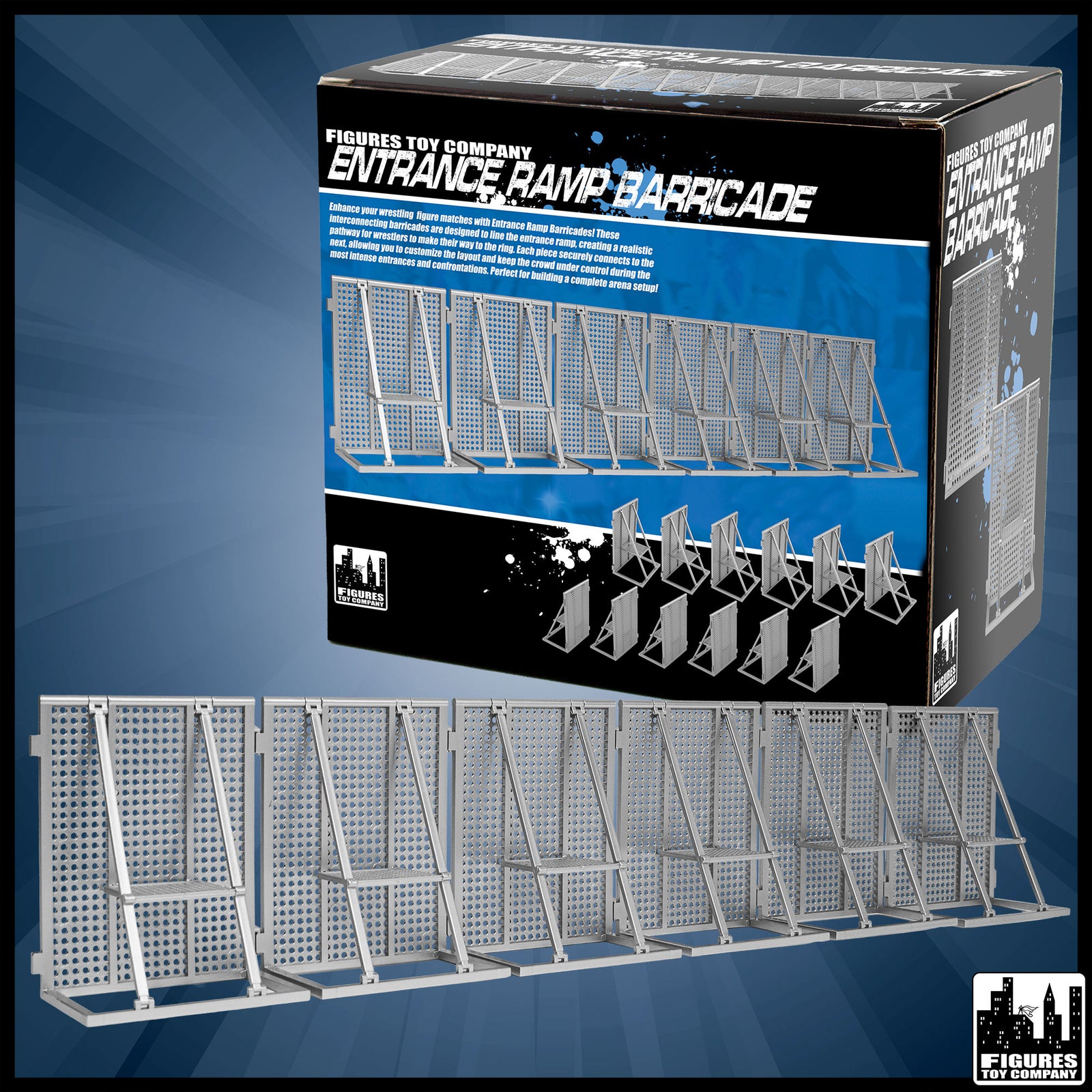 Entrance Ramp Barricade Guardrails for wrestling figures — product view.