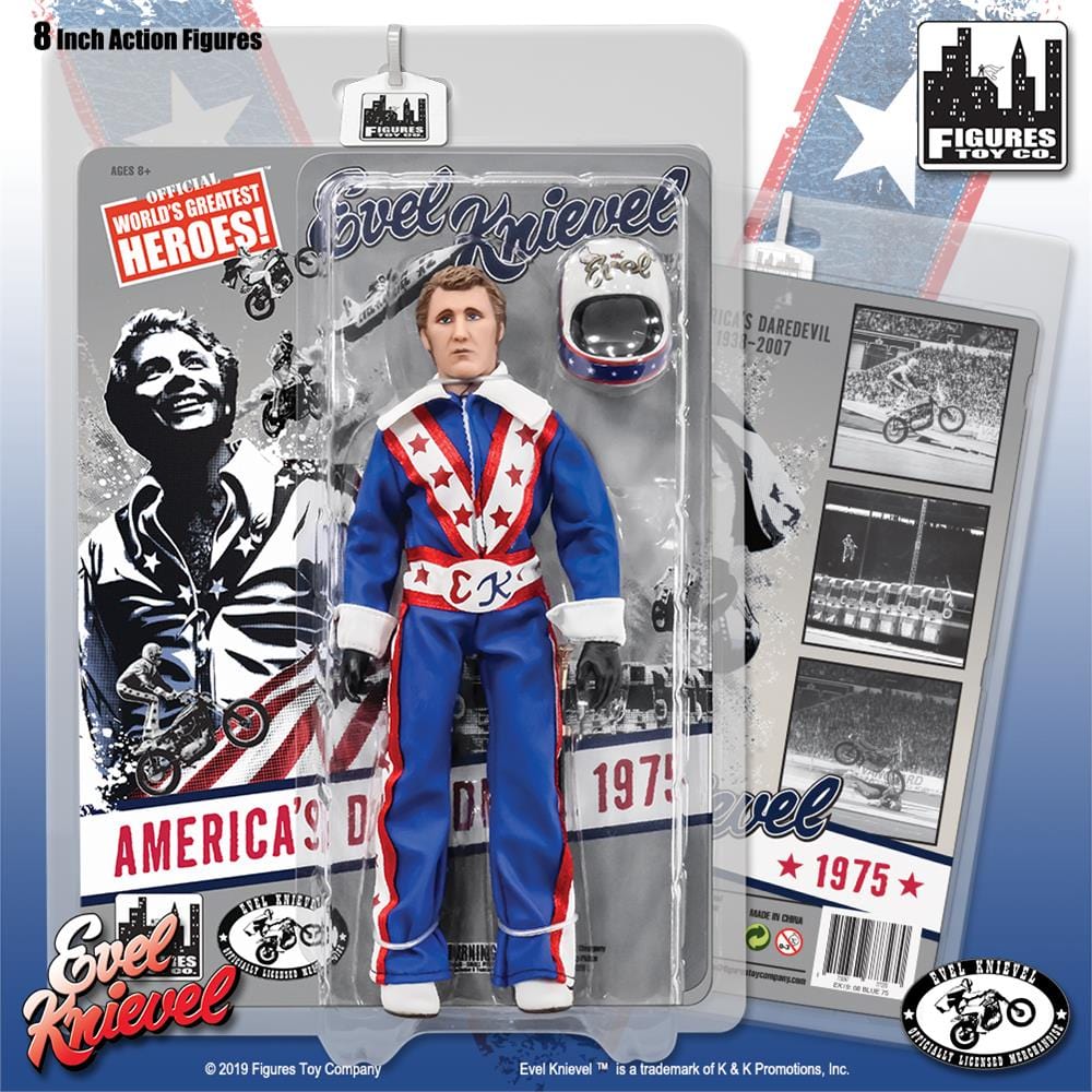 Evel Knievel 8 Inch Action Figures Series 1 Re-Issue: Blue Jumpsuit