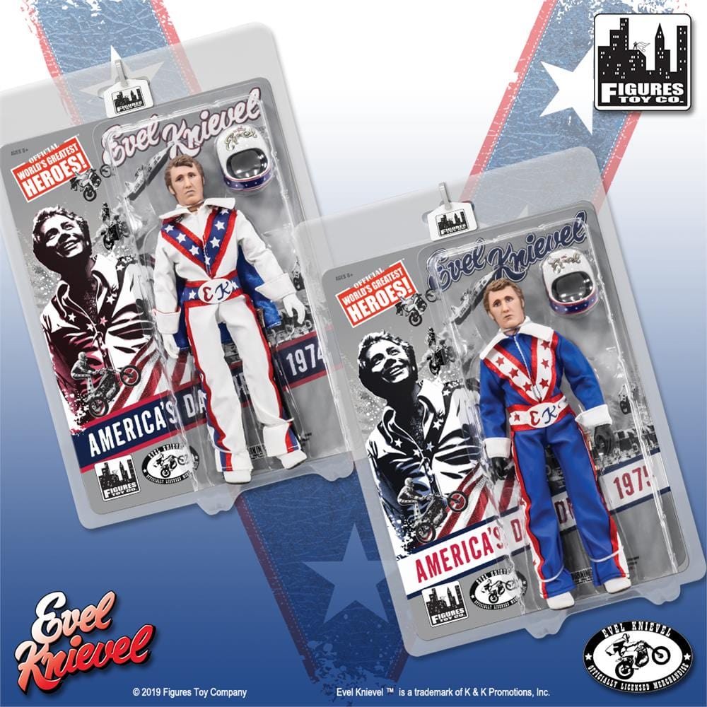 Evel Knievel 8 Inch Action Figures Series 1 Re-Issue: Set of 2 Figures