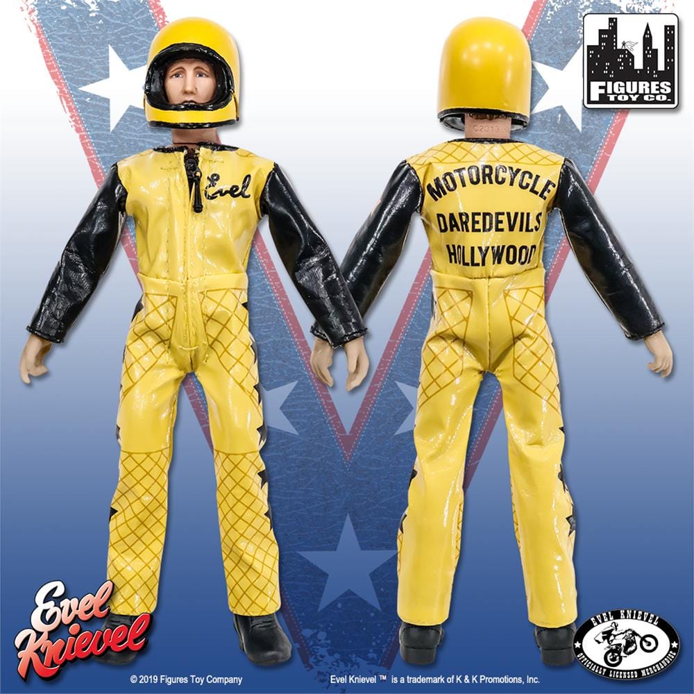 Evel Knievel 8 Inch Action Figures Series: Black and Yellow 1966 Jumpsuit Variant